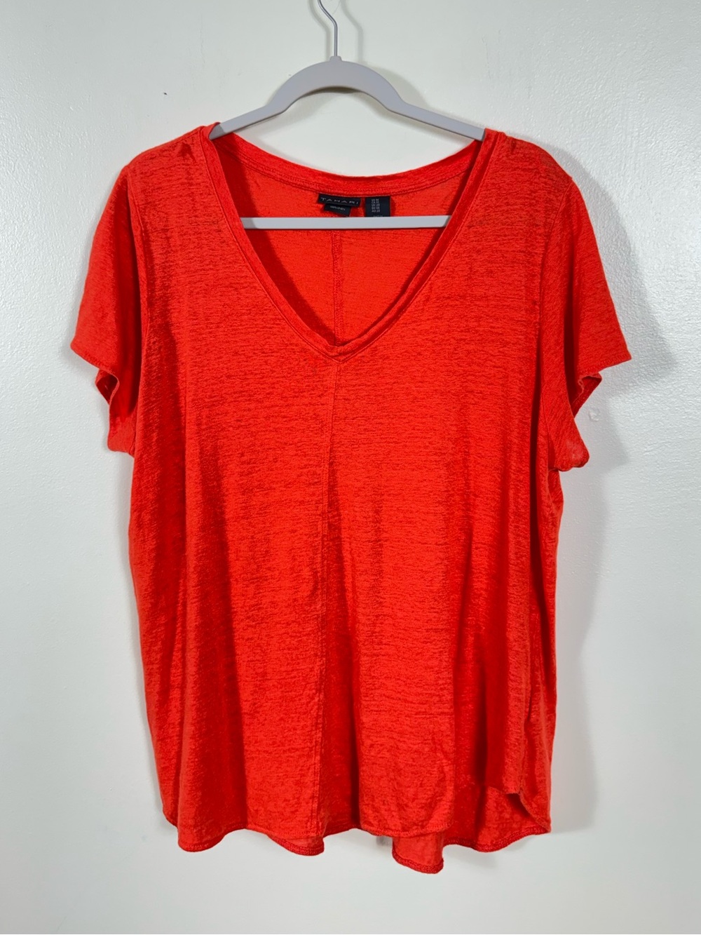 Tahari 100% Linen Blouse Top 1X Beach Coastal Euro Summer Bohemian